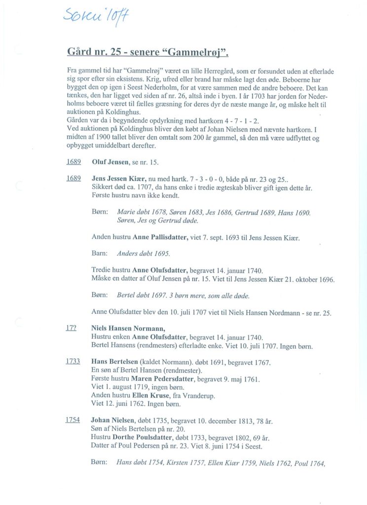 Gammelrøj herregårs Historie